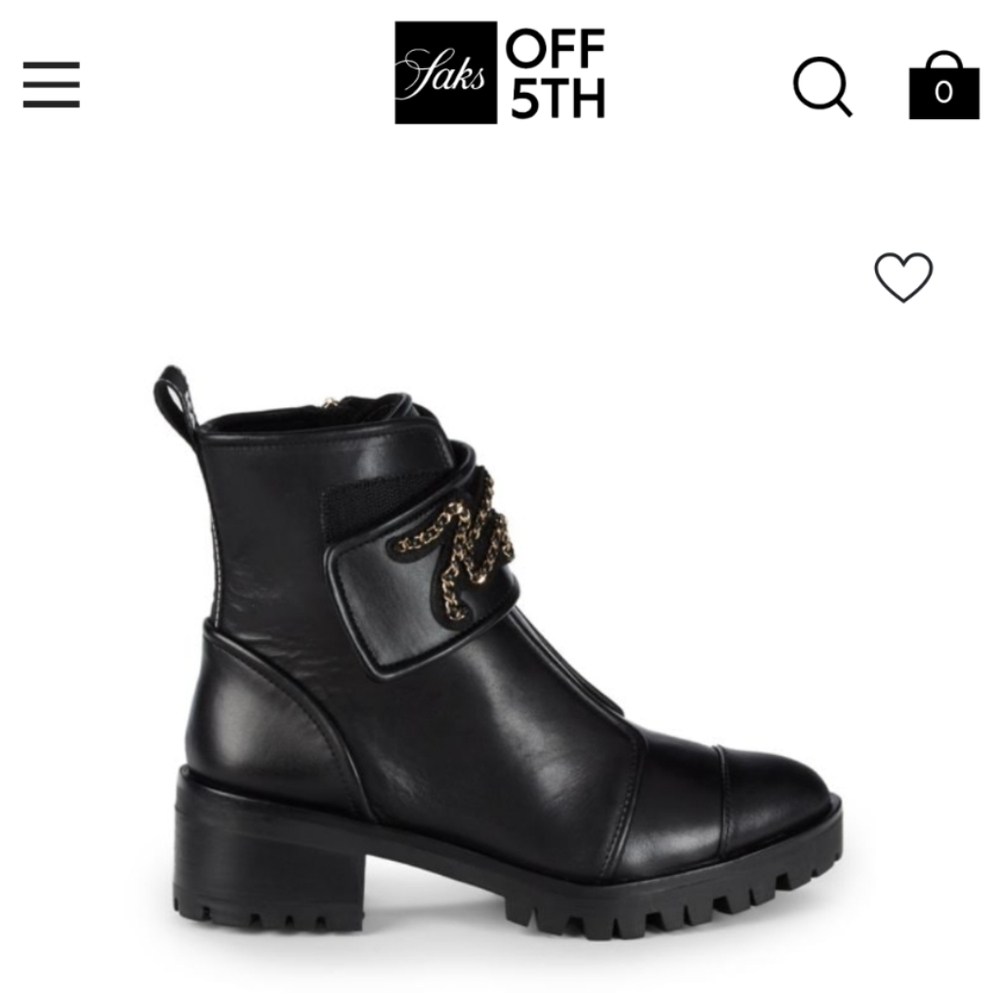 Karl Lagerfeld Paris Chain Logo Leather Boots